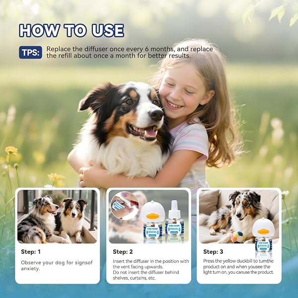 Dog Calming Pheromones Diffuser: 3-in-1 Kit Appeasing Pheromone Diffuser to Calm (1 Plugin+2x48ml Refills) for Comfort Reduces Stress Anxiety, Long-Lasting Appeasing Pheromone for Pet Dog Cat (3in1) - 4