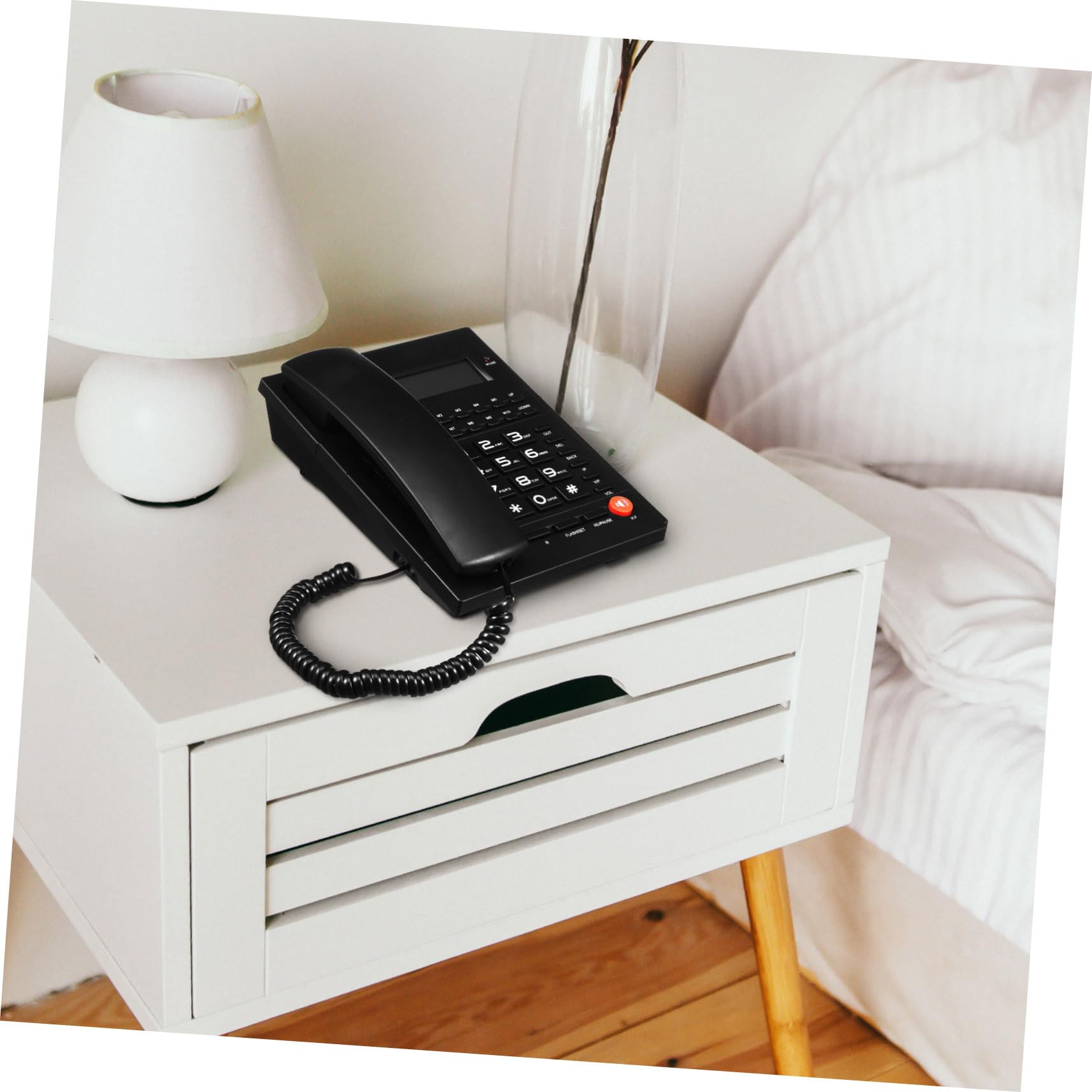 Telefono da Ufficio con ID Chiamante e Selezione Tono Telefono da Tavolo per Casa e Hotel Design Chiaro per Anziani Riconoscimento Chiamate e Volume