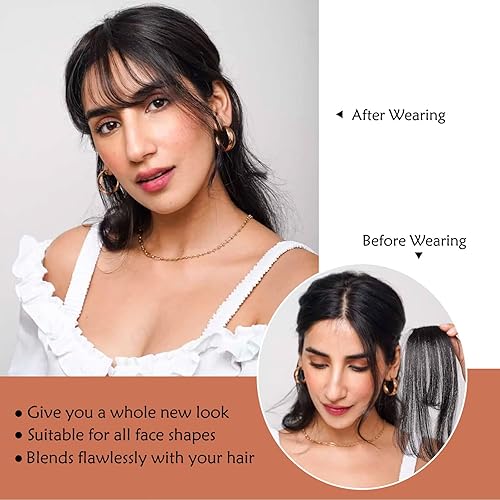 Miniatura 4 de HANYUDIE Flequillo con clip, extensiones de cabello humano rubio con clip y flequillo de sien, extensiones de cabello para mujer (n. 27)