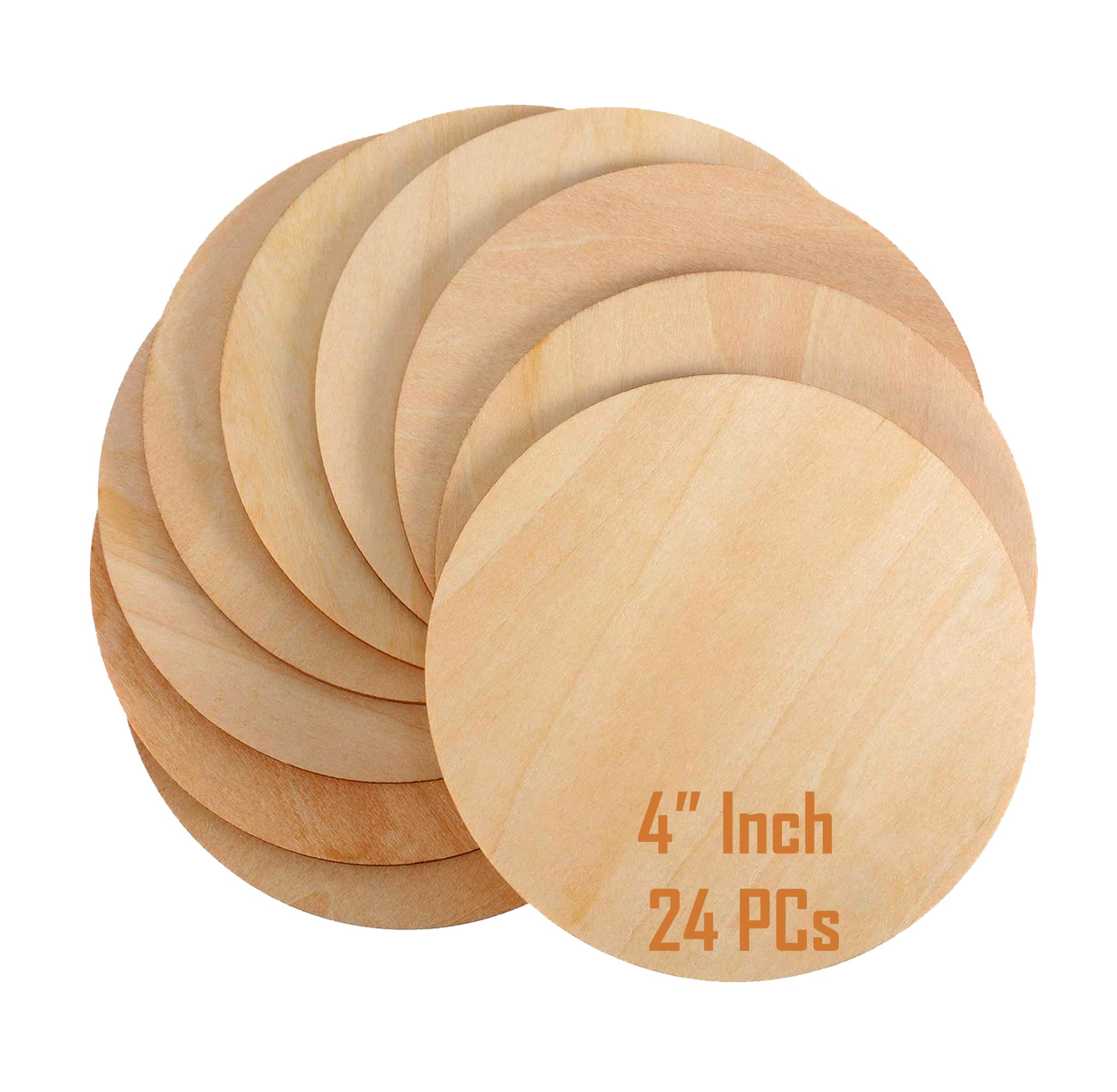 NSXEEN 24 Pcs Art Craft Coaster 4" Inch Round Shape MDF Coasters Plain Wood Blank Cutouts for Tea Coffee Christmas Painting Slice, Resin Mandala Arts Work & Decoration | Thickness:2.5 mm-10x10 cm |-image-20