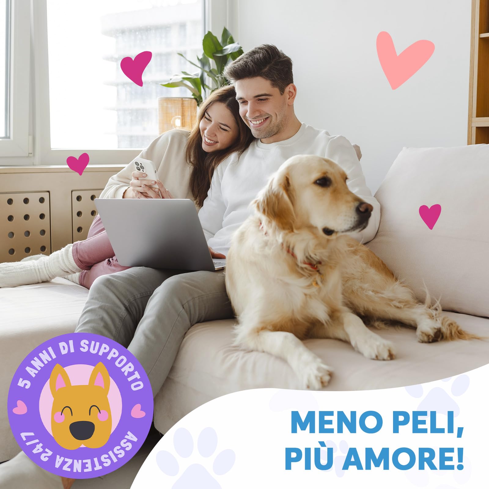 Scopa per Peli Animali – Rimuovi Peli Cane e Gatto – Scopa in Silicone per Peli Animali – Raccogli Peli Animali per Tappeti, Moquette, Pavimenti e Mobili – Rimuovi Peli Animali Telescopica