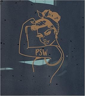 Gold metallic PSW strong girl decal sticker, PSW Rosie the Riveter personal support worker, health care, RN, doctors, hospital ,cna, scrublife, scrubs, med school, medical student, medical school, senior care, EKG, heartbeat, life line, stethoscope