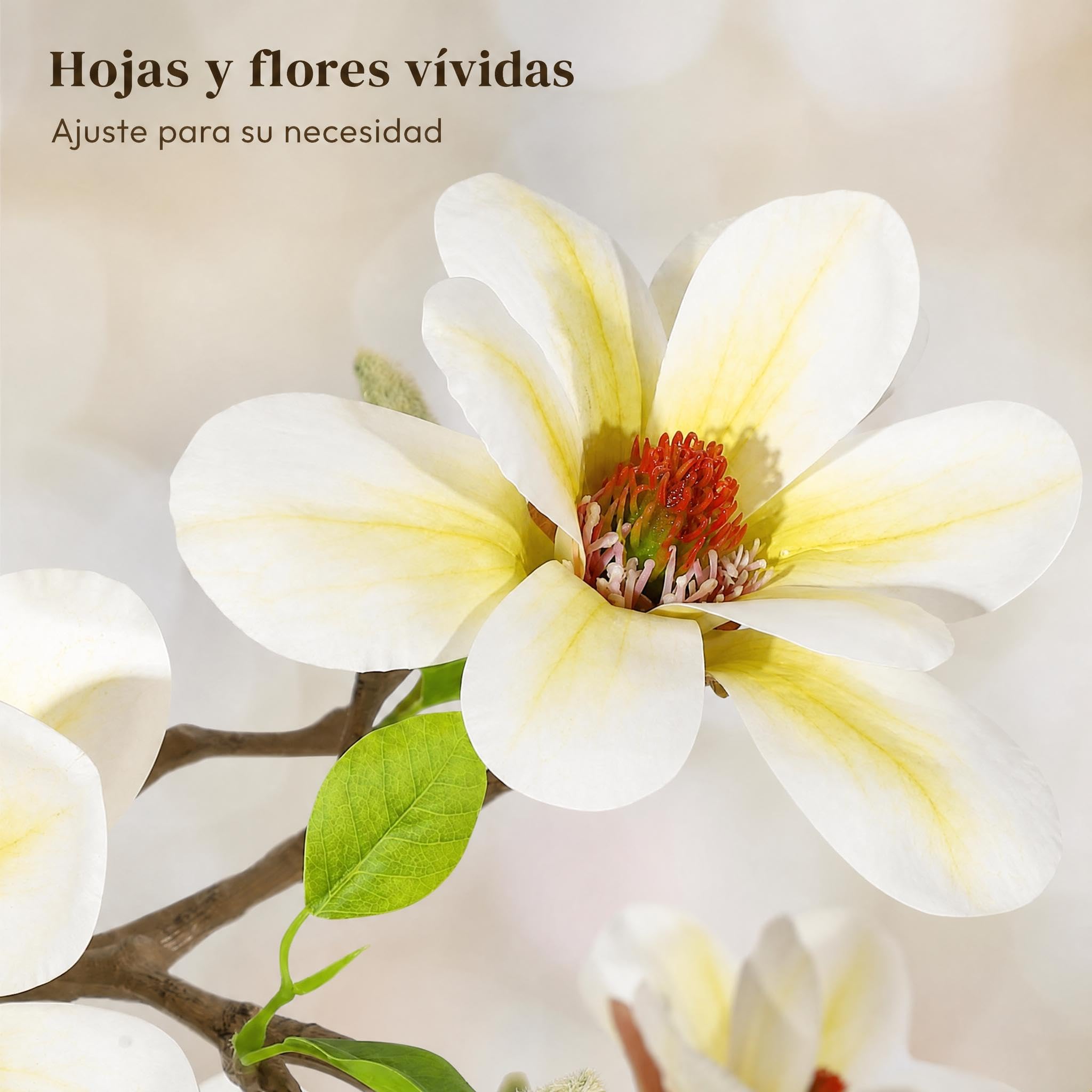 Garvee Árbol Artificial de Magnolia 150cm, con Maceta Blanca, Plantas Artificiales Decorativas para Interior, Salón, Patio, Hogar, Oficina, Porche o Vestíbulo de Hotel, 150cm
