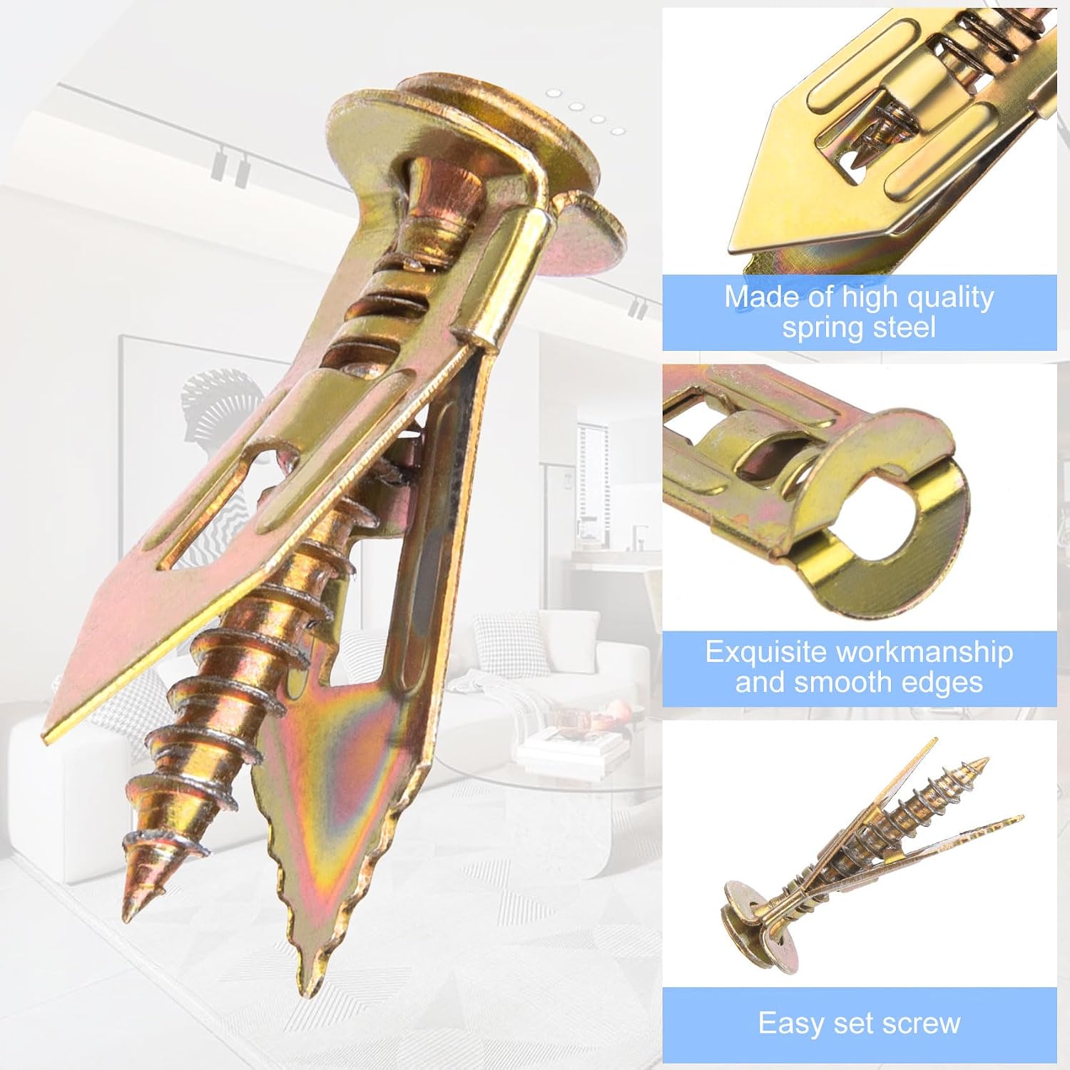 AXK 30 Sets 40mm Self Drilling Drywall Anchors with Screws, No Drill Needed, Perfect for Wall Hanging 0.47X1.18inch