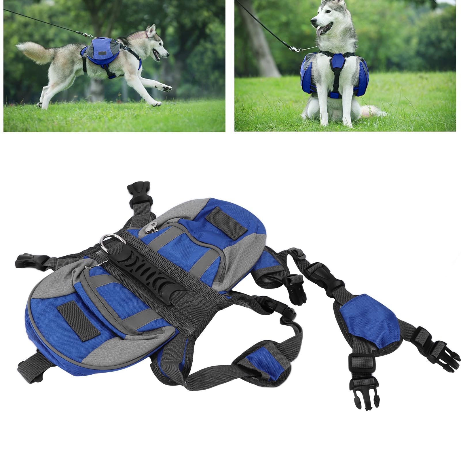 Bolsa de Sillín para Perros, Mochila para Perros, Alforjas de Nailon para Perros, Bolsa de Sillín con Tira Reflectante, Mochila de Viaje para Acampar, Senderismo, Paquetes para