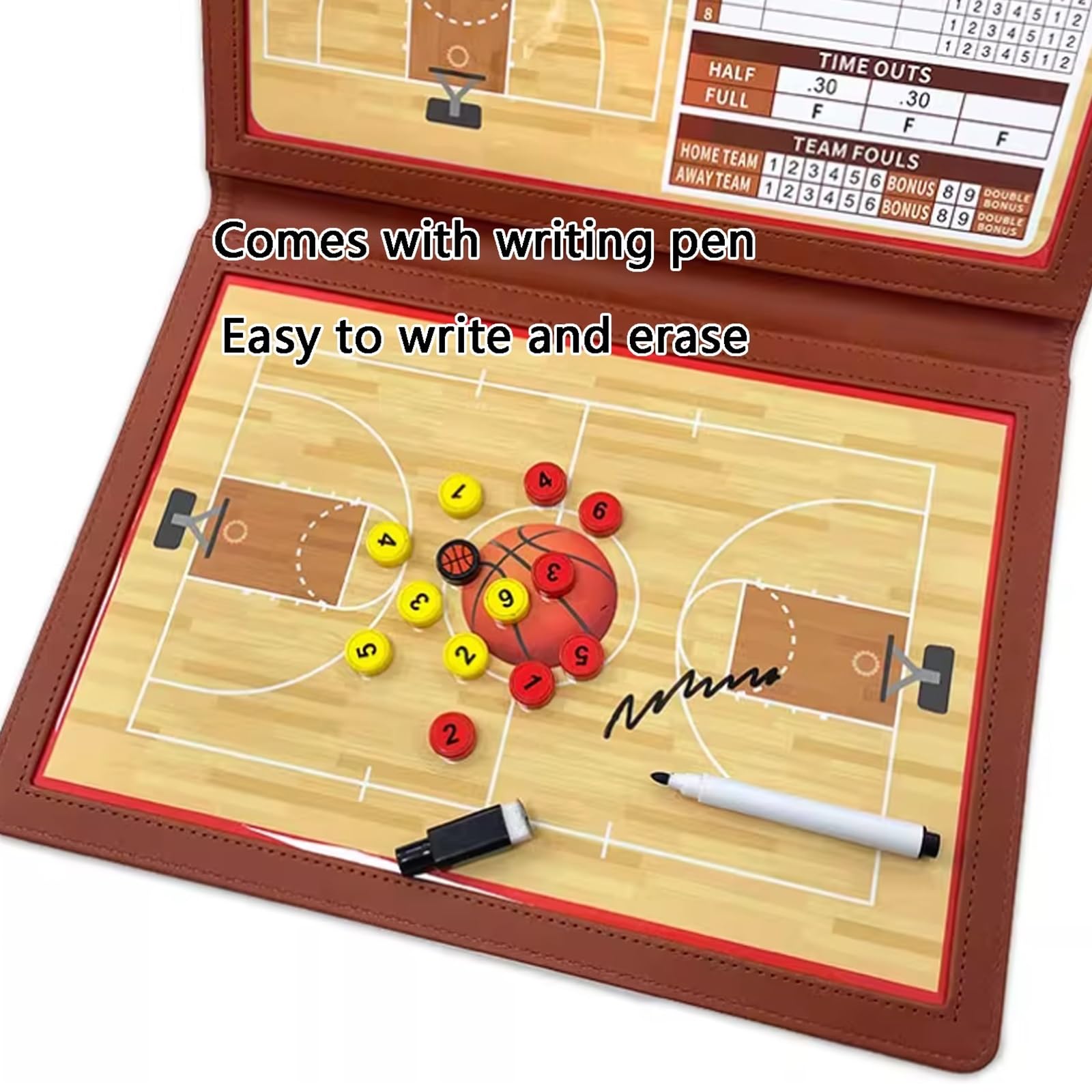 Lavagna Basket, Lavagna Allenatore Basket con Penna Magneti, Realizzata in Materiale Resistente, con Pennarello Cancellabile, Ideale per L'insegnamento e la Formazione