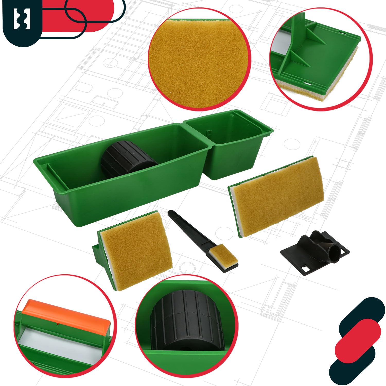 KOTARBAU® USA-Paint - Set di strumenti di pittura - Spazzole in plastica per dipingere