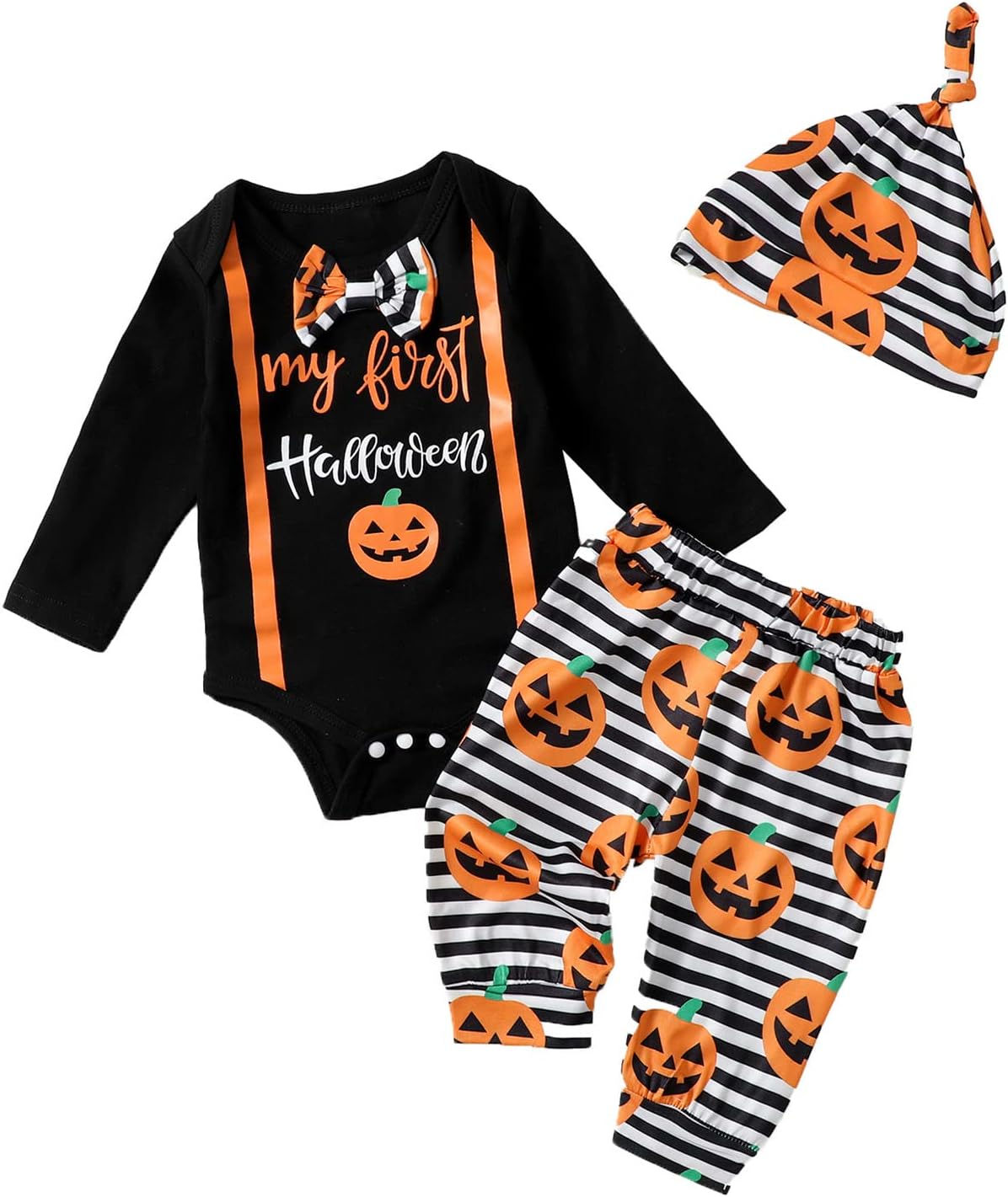 Newborn Boy Halloween Outfit Baby Pumpkin Clothes My First Halloween Bodysuit