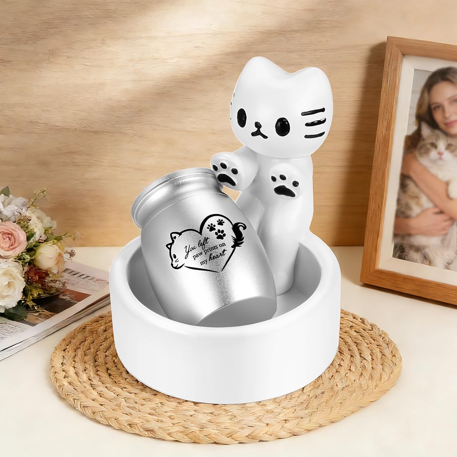 abooxiu Customized Small Urn for Pet Ashes 1.57 Inch Mini Urns for Ashes Cremation Keepsake Urns Aluminum Memorial Pet Urn for Cats Memorial Gifts for Loss of Cats Kitten Holder Cat Urn