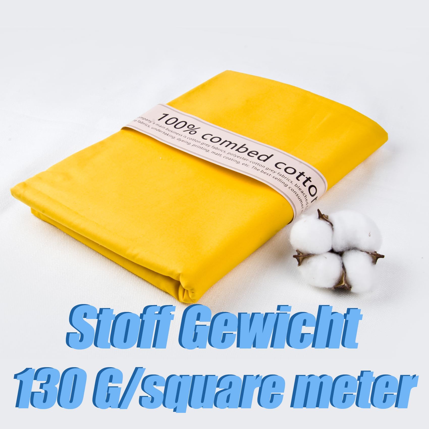 100% stoffa cotone, stoffa al metro, larghezza 150 cm, tessuto a tinta unita per realizzare Abbigliamento, Biancheria, Accessori Moda, Cuscini, Federe e Tende (Giallo, 5 Yards)