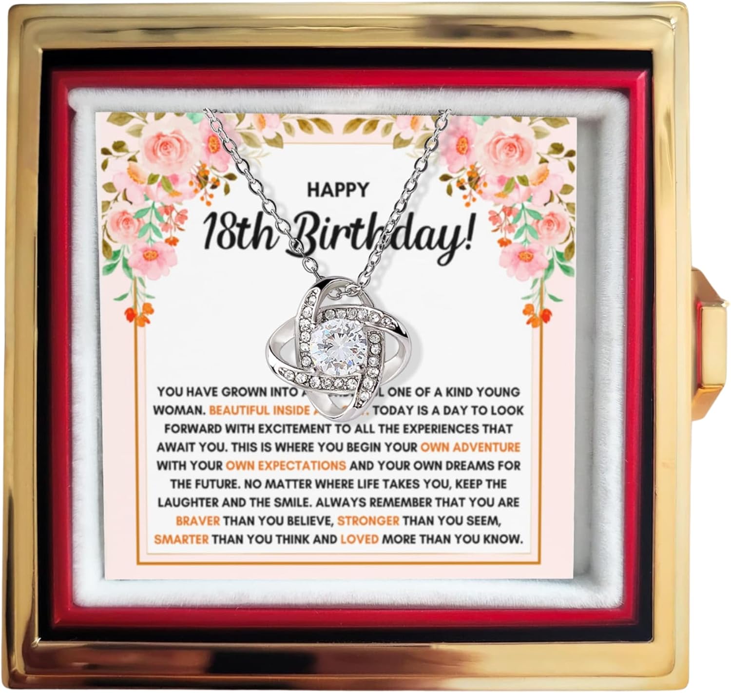 FG Family Gift Mall 18th Birthday Gifts For 18 Year Old Girl Birthday Gift Ideas For Her Happy 18th Birthday Card Best Top Jewelry Gifts For Girls With Message Card and Gift Box