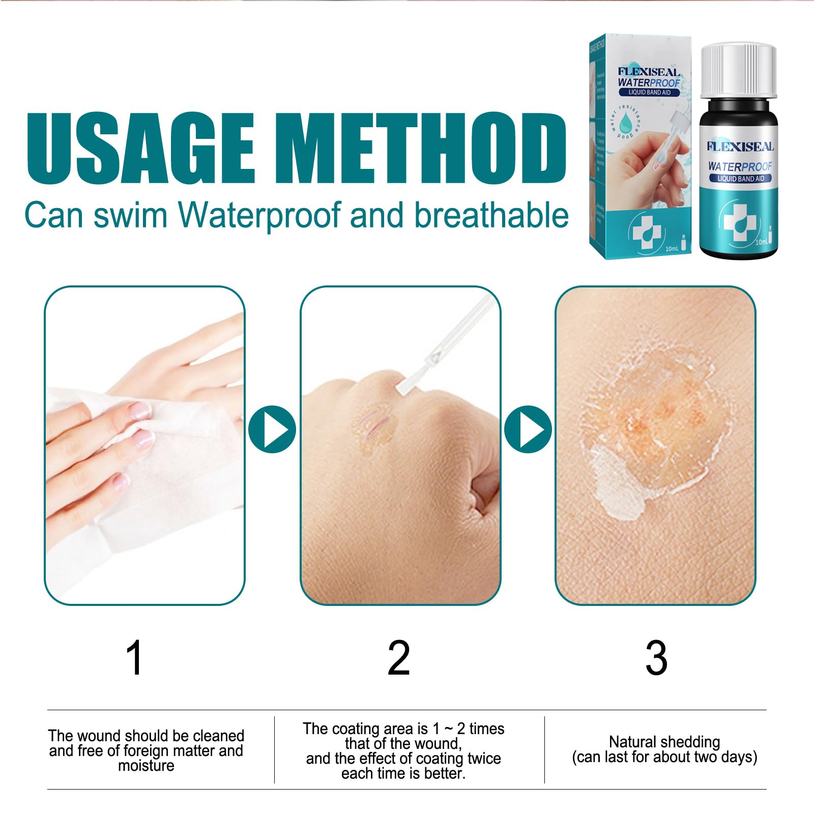Cuidado de Grietas en la Piel,Gel Vendaje Yeso,Vendaje Impermeable y Transpirable,Vendaje Líquido,Vendas Impermeables de Uso Múltiple para Cortes y Rasguños,Tirita Líquida Impermeable,10ML,2PC