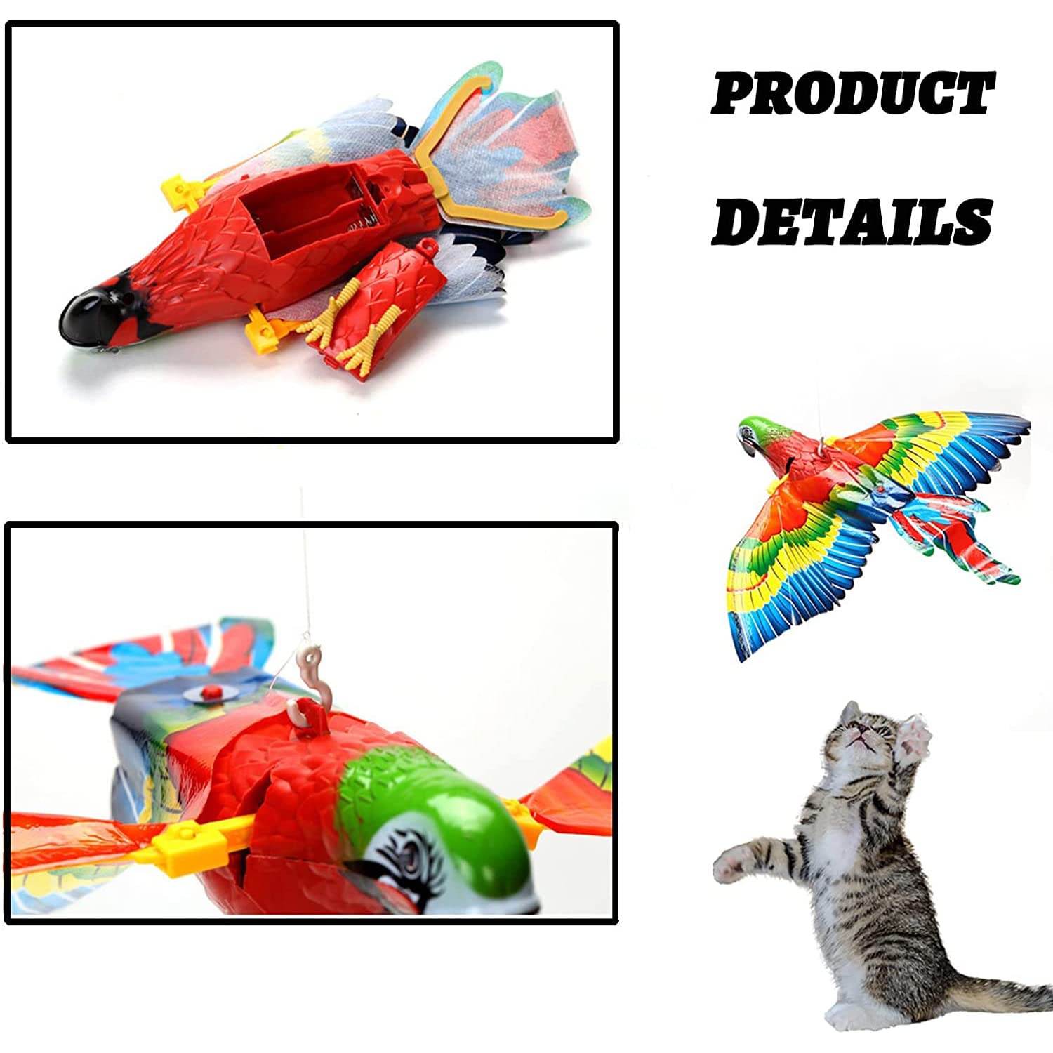 Amazon | 空飛ぶ鳥の猫のおもちゃ、インタラクティブな電気鳥の