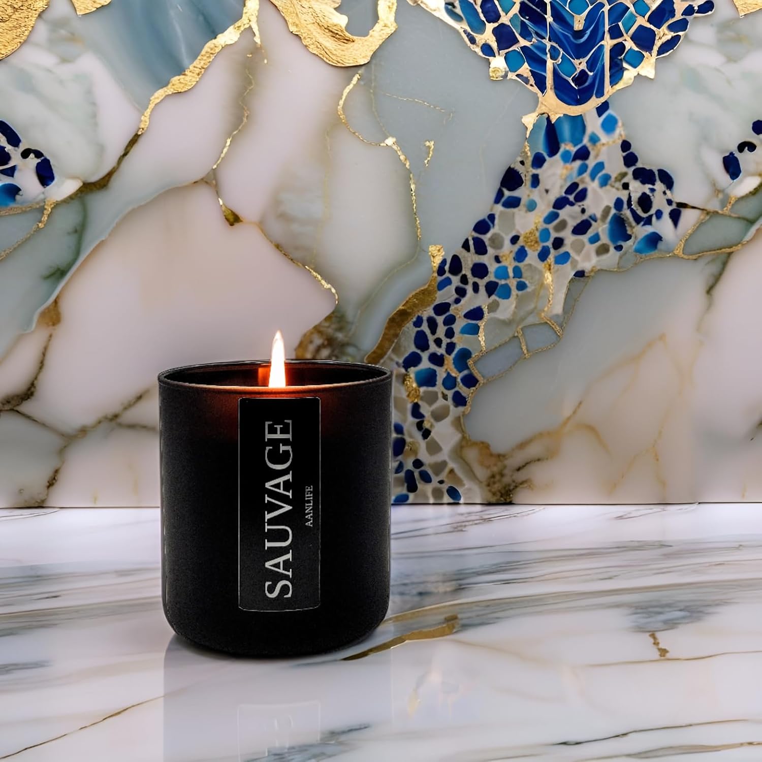 AANLIFE Scented Candle for Men, Masculine Fragrance Inspired by French Cologne, Organic Wax 50H Burn, Gift for Dad Husband Boyfriend, Glass Jar with Lid, 8 oz, USA