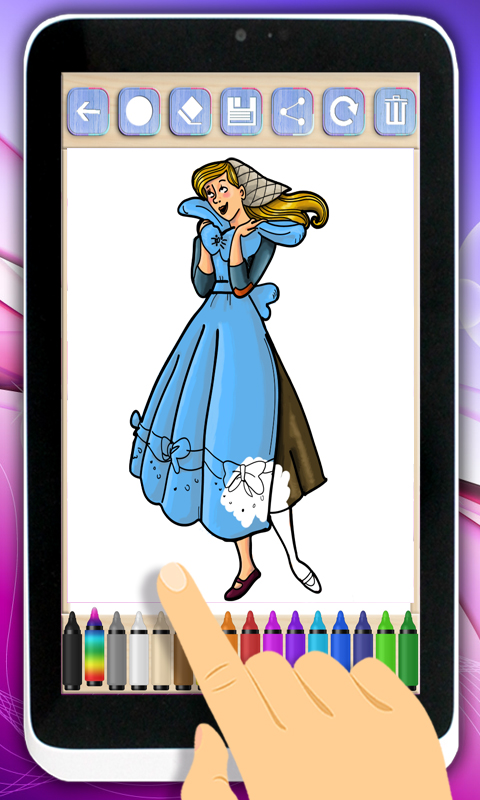 Pintar a princesa Cinderela - jogos de coloração de princesas ...