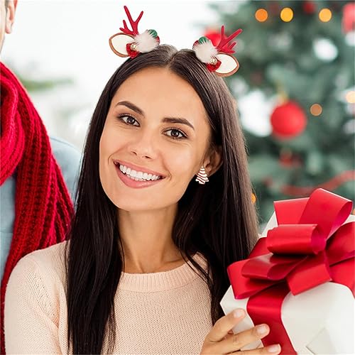 Miniatura 3 de Christmas Stud Earrings for Women Girls Handmade Wooden Christmas Gingerbread Man Tree Peppermint Candy Cane Statement Earrings Christmas Holiday