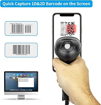 ماسح الباركود اللاسلكي 1D ثنائي الأبعاد مع حامل و USB 2D قارئ الباركود التلقائي QR Code Scanner يدعم مسح الشاشة اليدوي CMOS قارئ رمز شريط الصور للمستودع POS والكمبيوتر