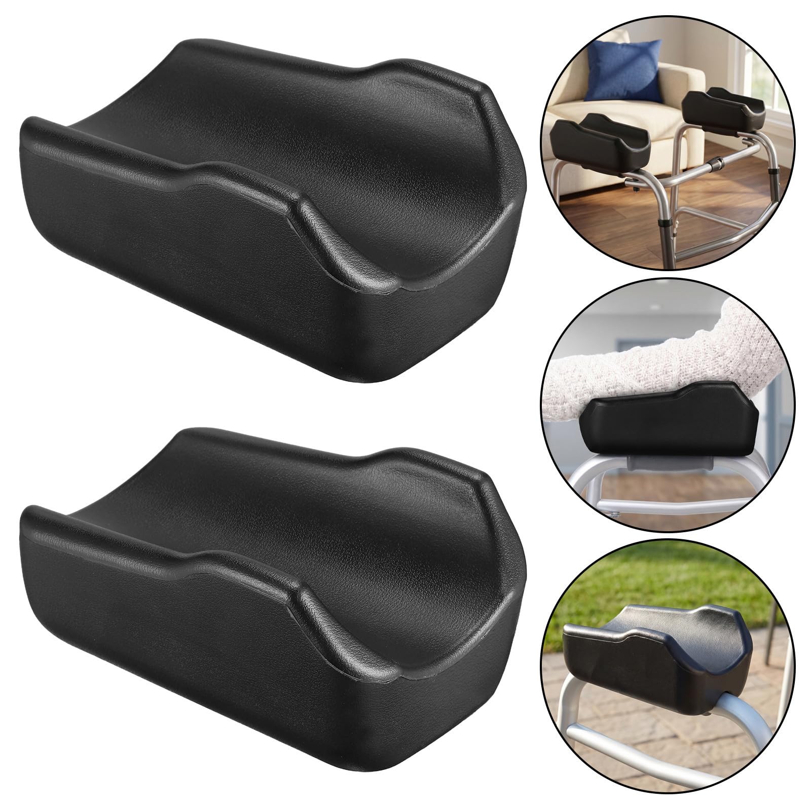 YARNOW Cuscinetti Bracciolo per Rollator e Deambulatore Verticale, Nero Pu