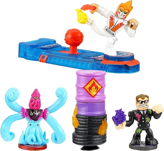 Legends of Akedo Powerstorm Official Rules Starter Pack Legendary Kick Attack 3 Mini Battling Warriors with Training Practice Piece and Exclusive Joystick Controller
