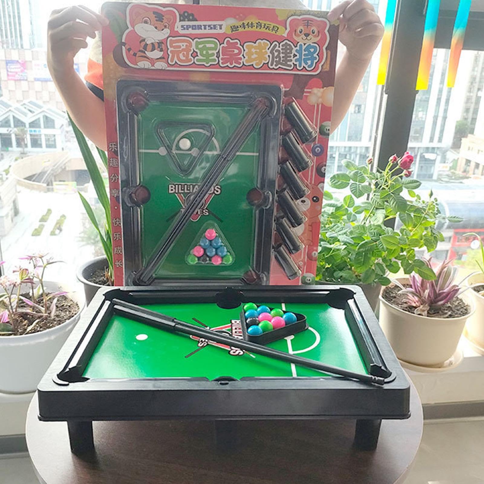 Juego de Mesa de Billar en Miniatura, Juguetes de Billar,Pequeño Juego de Juegos Deportivos - Conjunto de Piscina de Mesa, Juego de Billar de Alta simulación para niños para Adultos Juguetes