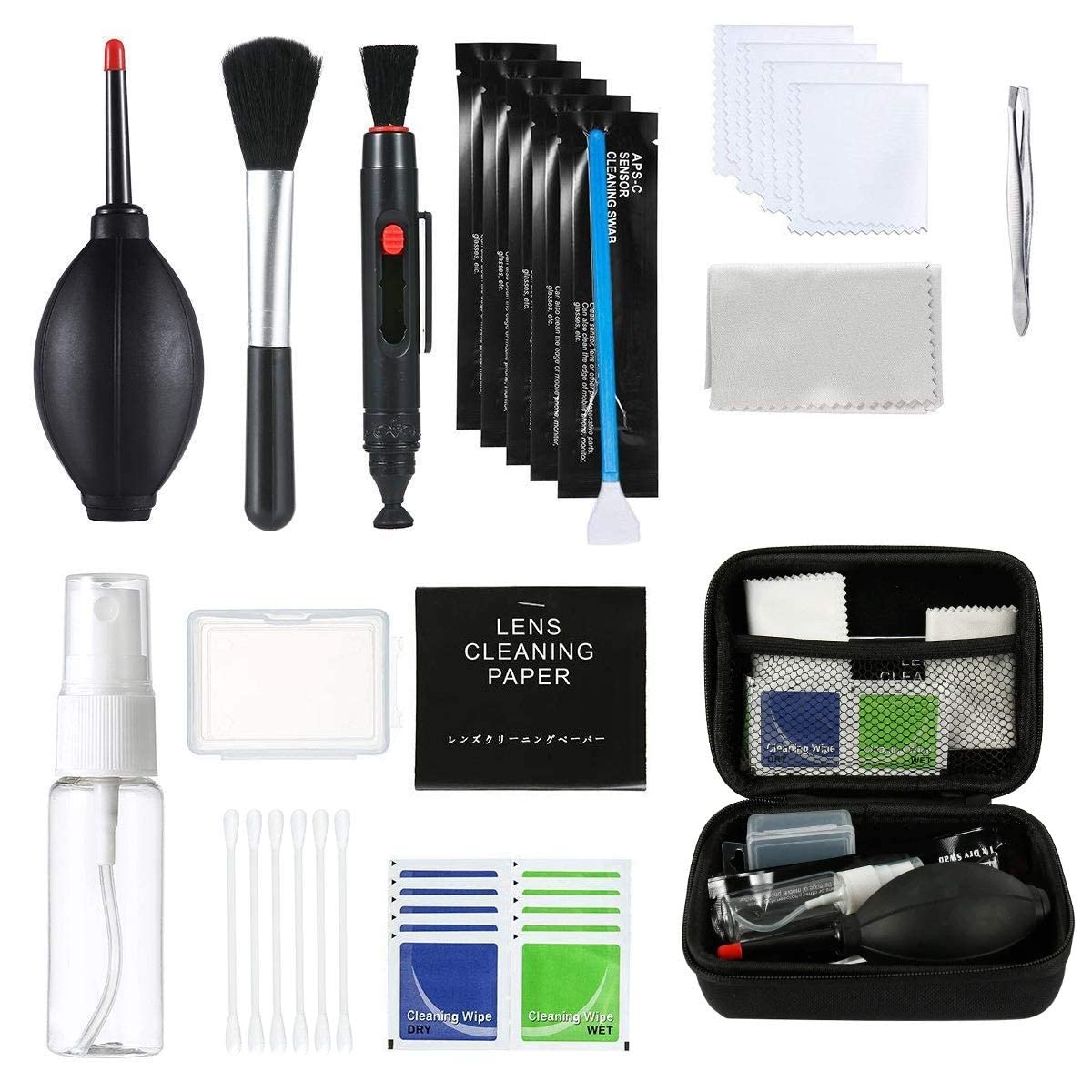 SKEIDO Cleaning Kit Professional Camera Cleaning Bundle For Optical Lens And Digital SLR Cameras Including Canon EOS 1300D 1200 Canon EOS 700D Nikon D40 Olympus Sony Alpha -52pcs