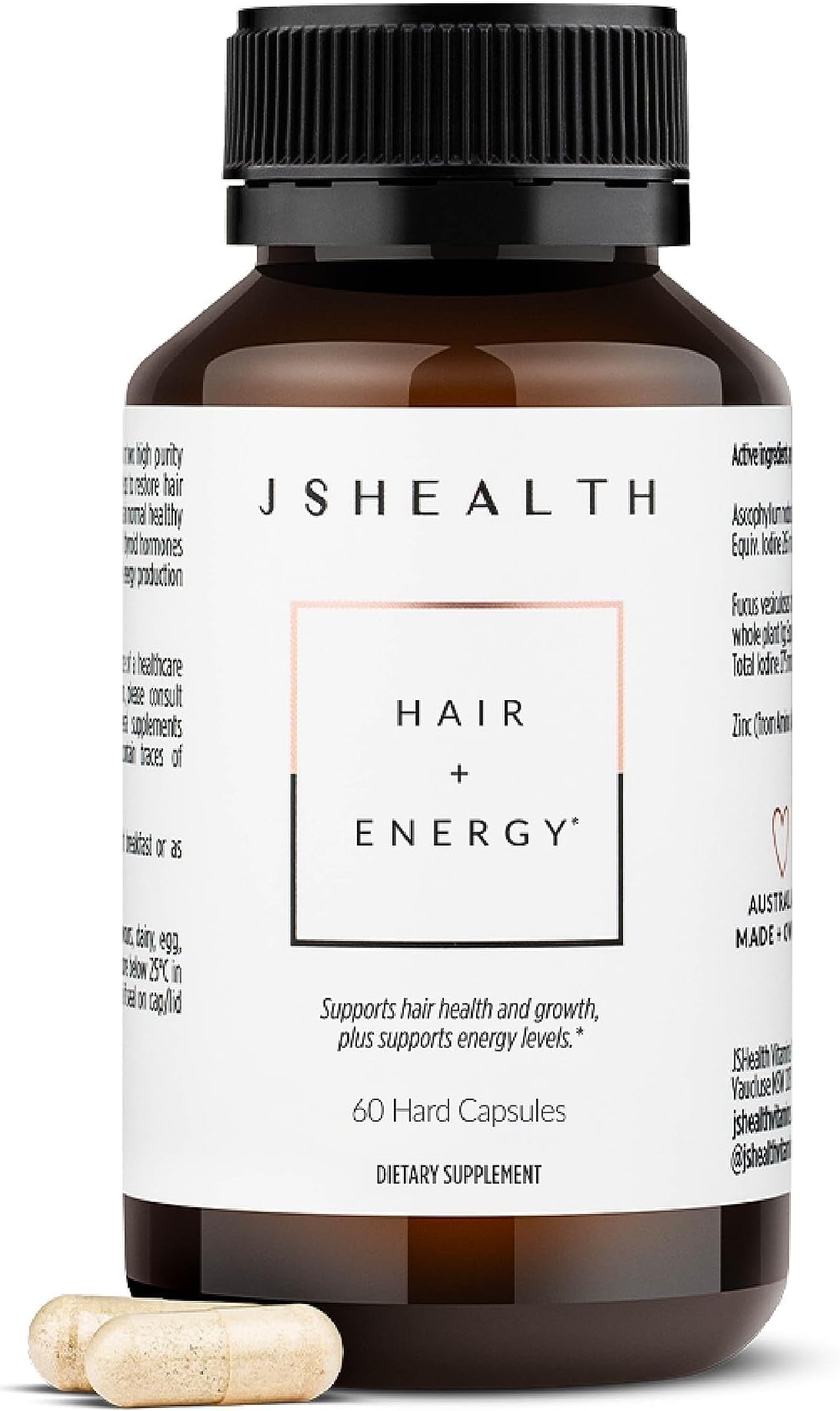 JSHealth Hair and Energy Formula Hair Growth Vitamins for Women and Men