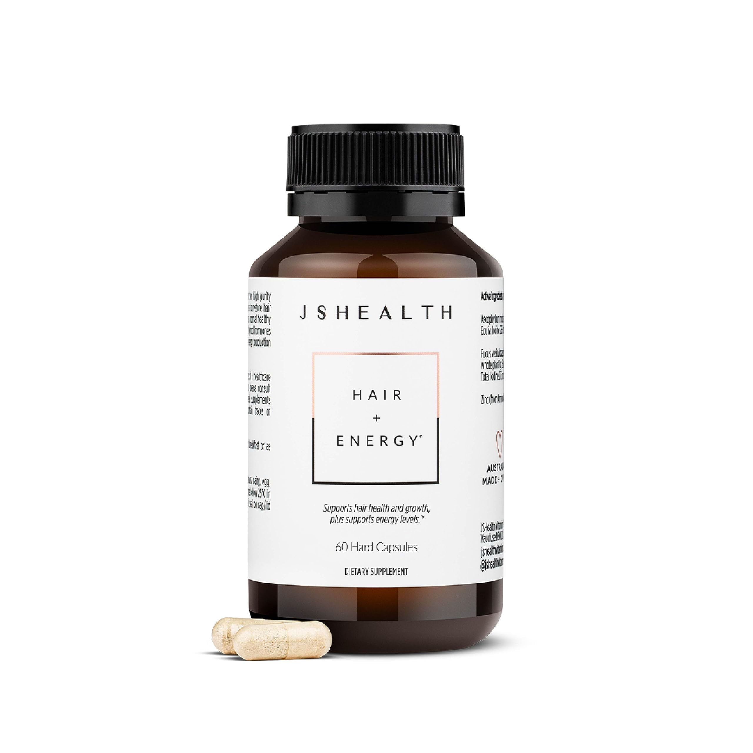 Vitamins Hair and Energy Formula, Hair Growth Supplement for Women and Men, Zinc and Iodine Capsules for Healthy Growth, Hair Loss Support, 60 Capsules