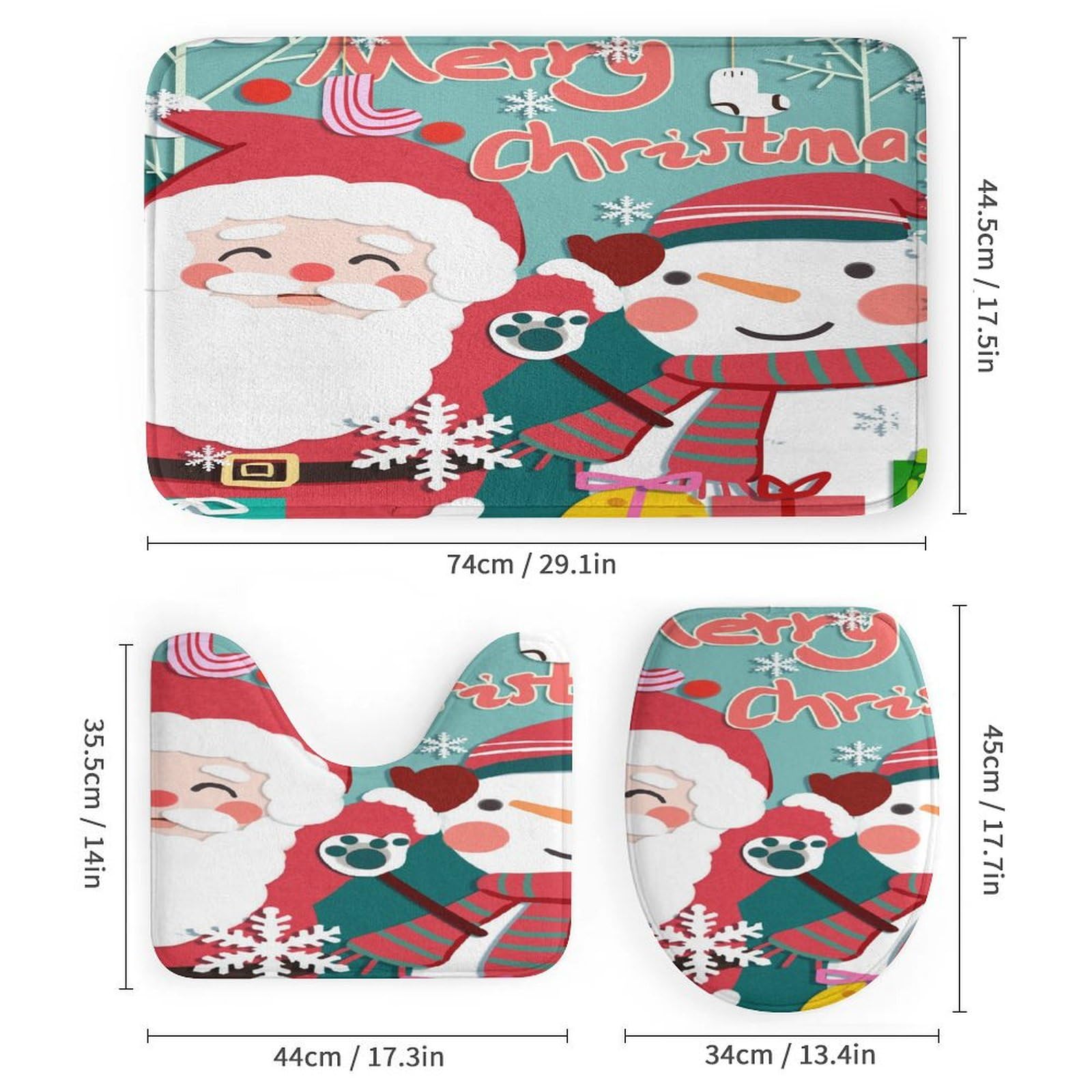 Colección navideña Baño de Cuatro Piezas Tappeto De Baño Absorbente Y Antideslizante, con Material De Diatomita, Ideal para Baños Modernos 183×183cm