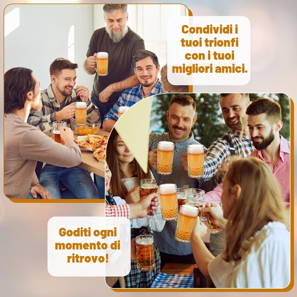 2 Pezzi Bicchieri da Birra 500ml Boccale Birra con Manico Bicchieri da Birra in Vetro Trasparente Calici da Birra Lavabile in Lavastoviglie Bicchiere da Birra di Grano per Feste Bar Ristoranti
