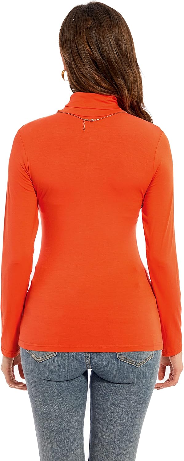 Womens Long Sleeve Turtleneck T-Shirts Casual Lightweight Slim Fit Cozy Base Layer Top