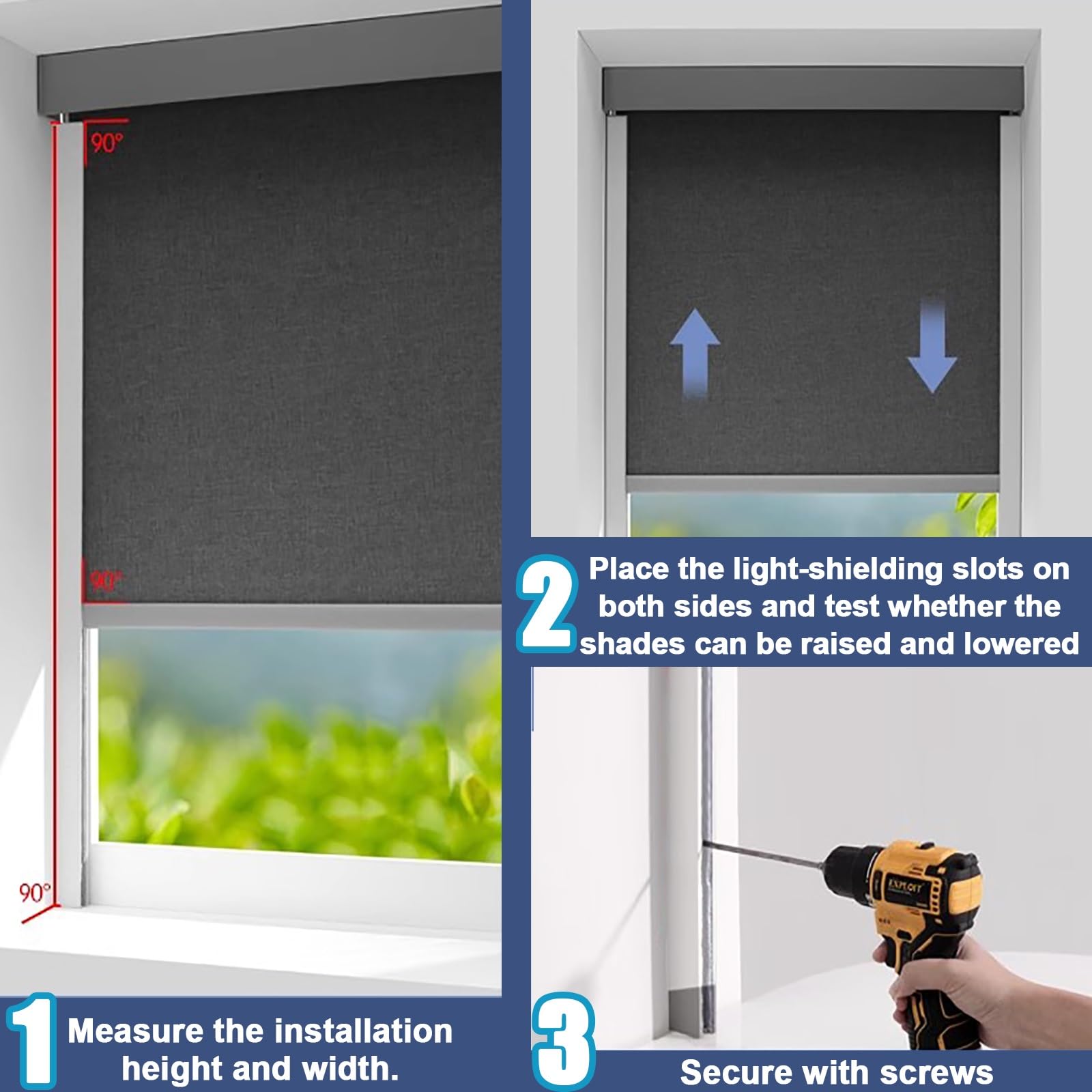 Tiras bloqueadoras de luz Rieles Laterales Opacos De Aluminio, Tiras De Bloqueo De Luz Opacas Reutilizables Con Canal En U Para Estudios, Apartamentos, Dormitorios, Persianas Enrollables.(2pcs Gray,62