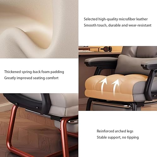 Miniatura 9 de Silla de oficina de piel sintética suave gruesa con almohada lumbar de espuma viscoelástica y reposapiés oculto. puedes acostarte con un clic del