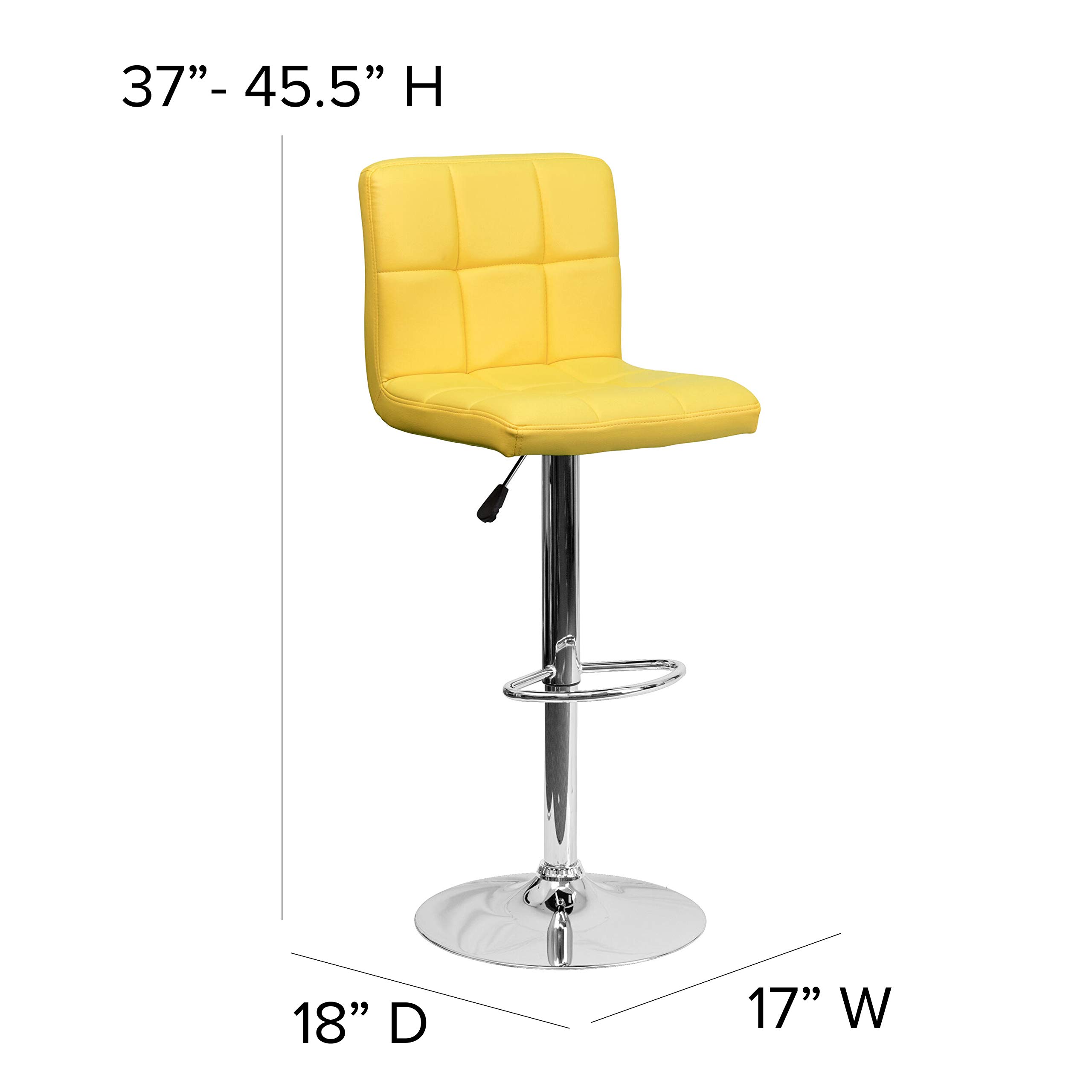 Flash Furniture Alexandra - Set di 2 sgabelli da Bar in Vinile Trapuntato, Altezza Regolabile, con Base cromata