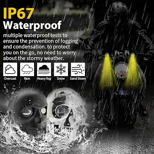 Miniatura 4 de UHONSN 2PCS Skull LED Motorcycle Driving Fog Lights 38W 3000Lm Led Pod Lights Bar Spotlight Auxiliary Light Headlights for Jeep Offroad Truck Cart