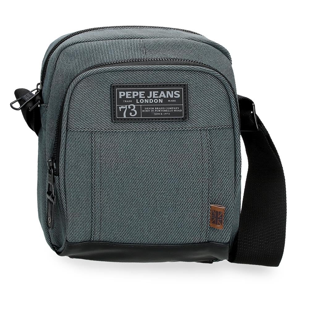 Pepe Jeans Aiden Navy Medium Shoulder Bag 17x22x8 cm Polyester with Synthetic Leather Details 2.99L by Joumma Bags