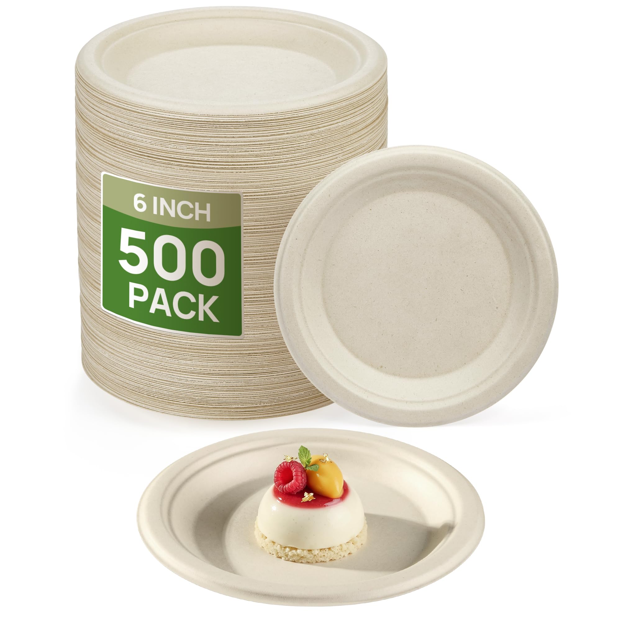 Compostable Sugarcane Plates - 500 Pack -13