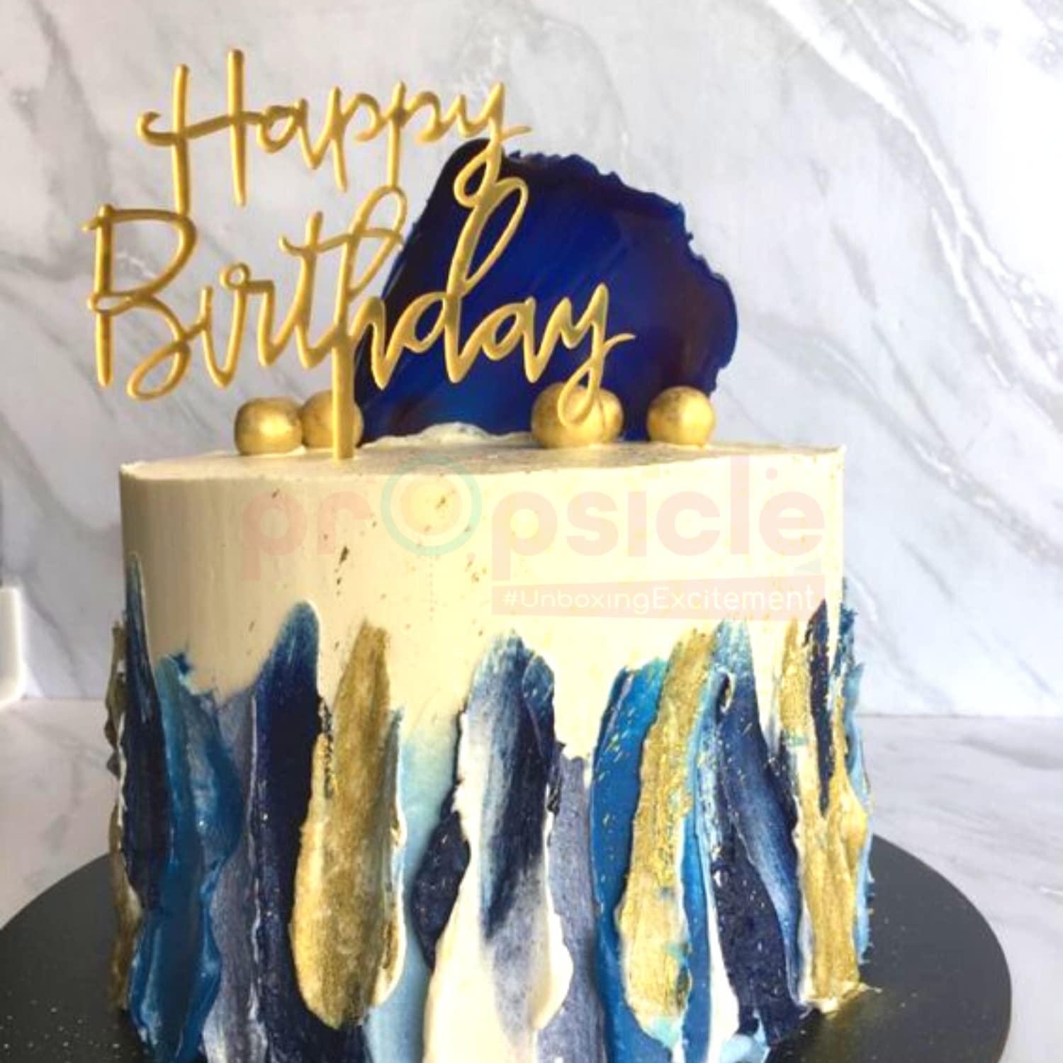 Propsicle Happy Birthday Acrylic Cake Topper - (Pack of 1) Gold Finish Cursive Script for Cakes and Desserts, Modern Birthday Decoration for Kids, Teens, Adults - Image 7 thumbnail