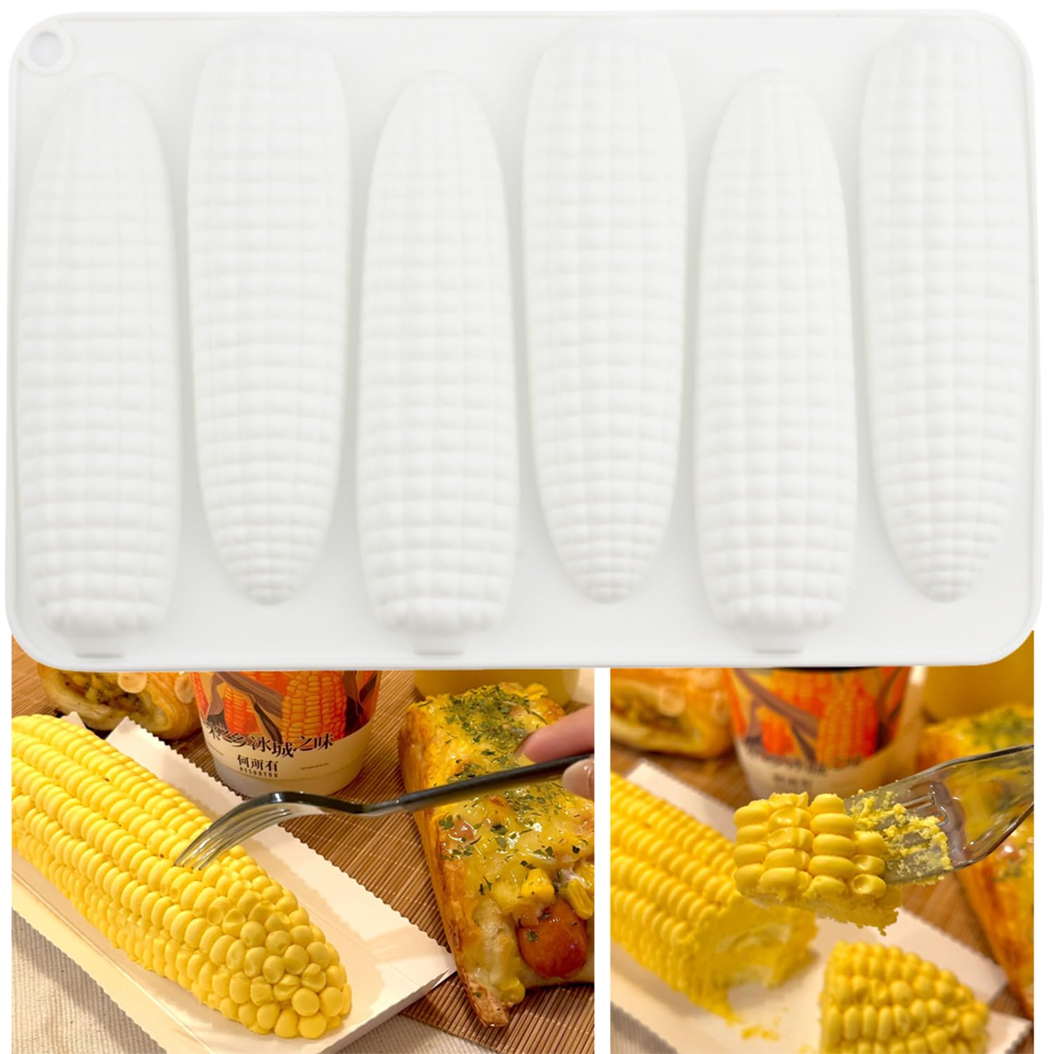 6 Cavity Corn Silicone Candy Molds For Candy Chocolate Cake Baking