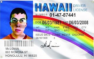 Fenglfly Manufacturer flag of McLovin HAWALL Driver License Flag 3x5ft polyester with four metal eyelets and Double Stitched.