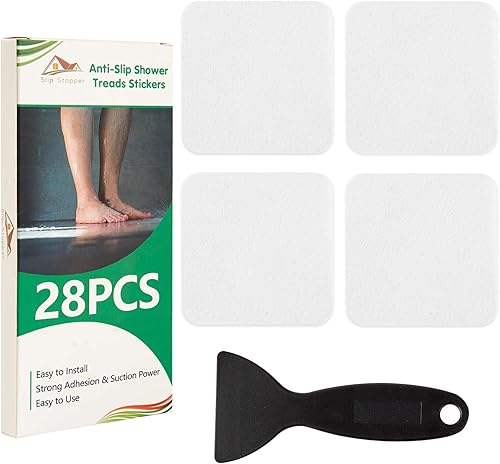 Calcomanías antideslizantes para bañera, 28 unidades, adhesivos antideslizantes para bañera, baño, escaleras con raspador prémium