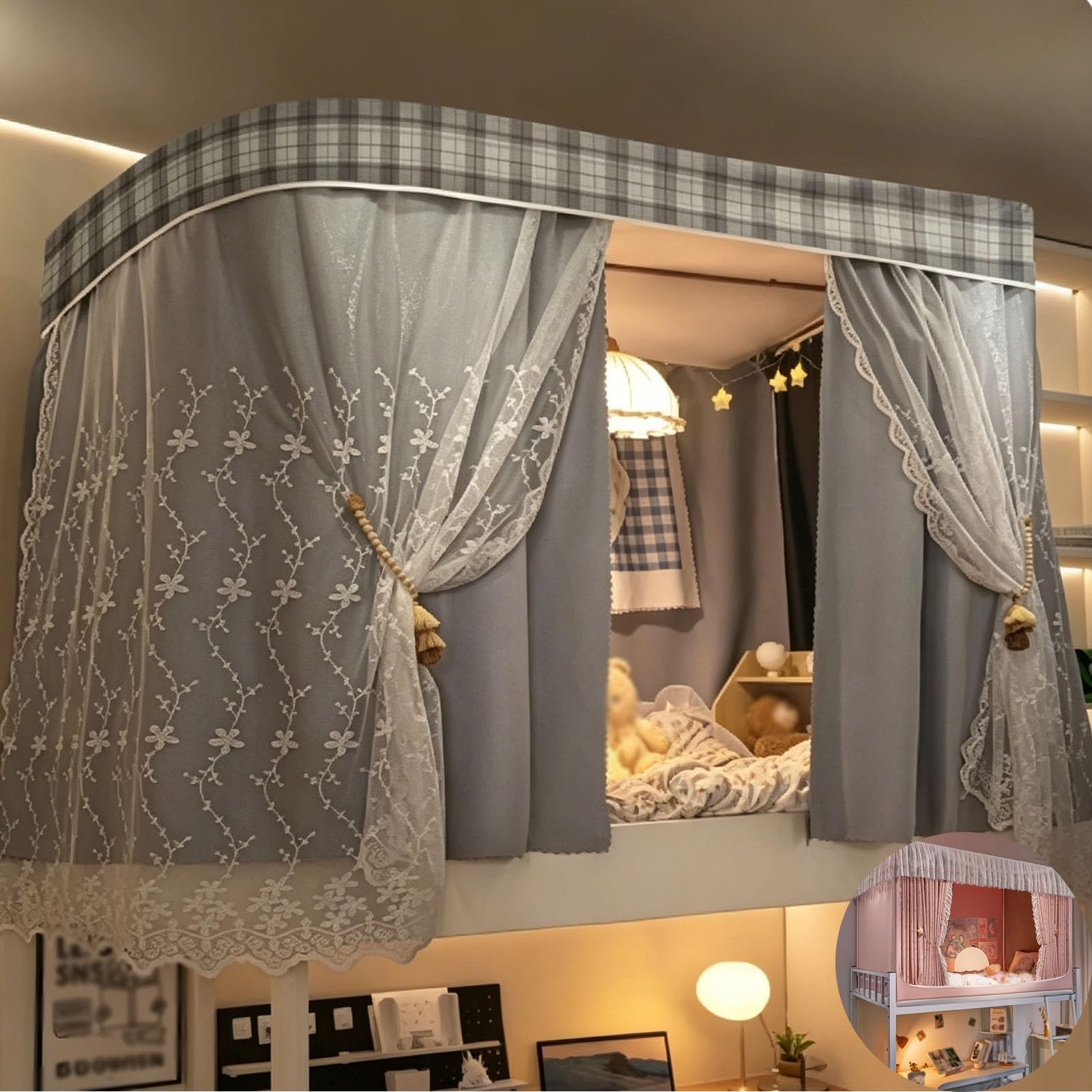 Cortinas para litera opacas con dosel tipo tienda plegable y ajustable