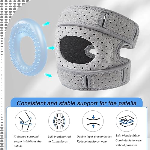 Miniatura 4 de Rodillera para mujeres y hombres, rodilleras de edición extendida mejoradas, soporte de rodilla ajustable, correa de soporte de tendón rotuliano,