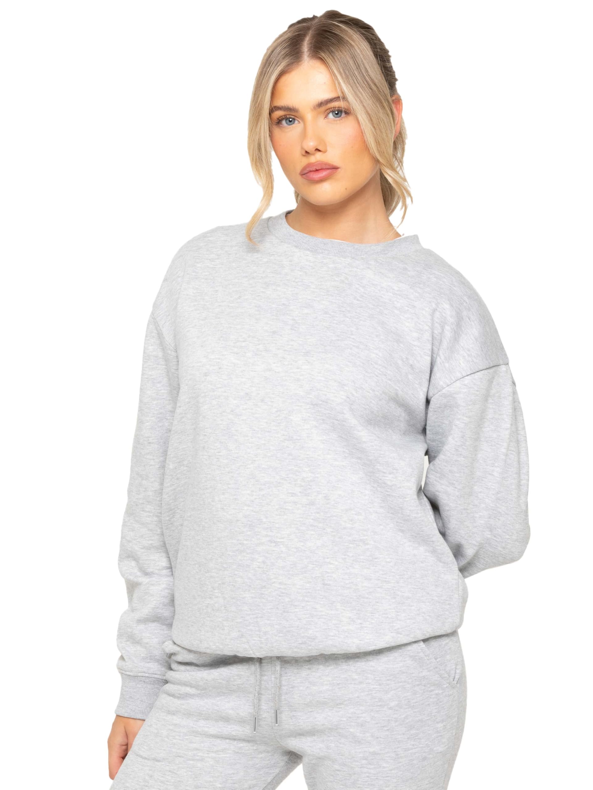 Brand Kruze Women's Grey Oversized Long Sleeve Sweatshirt Soft Sweat Jumper (Uk, Alpha, L, Regular, Regular, )