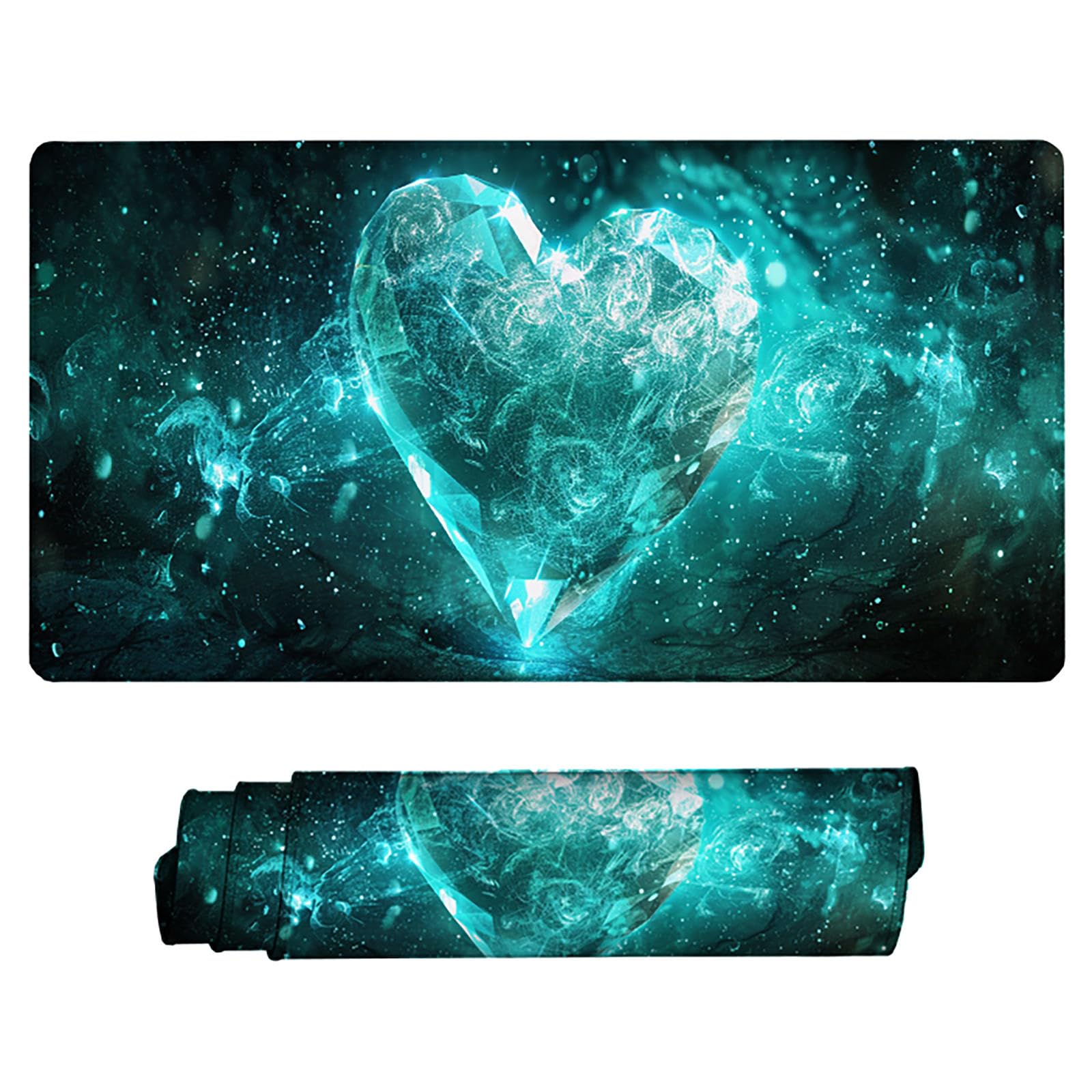 Niebieska podkładka pod mysz XXL, podkładka na biurko, 1200 x 600 cm, szyte krawędzie, gumowa podstawa, podkładka pod mysz, stabilna podkładka pod mysz na gładkich powierzchniach, poprawia
