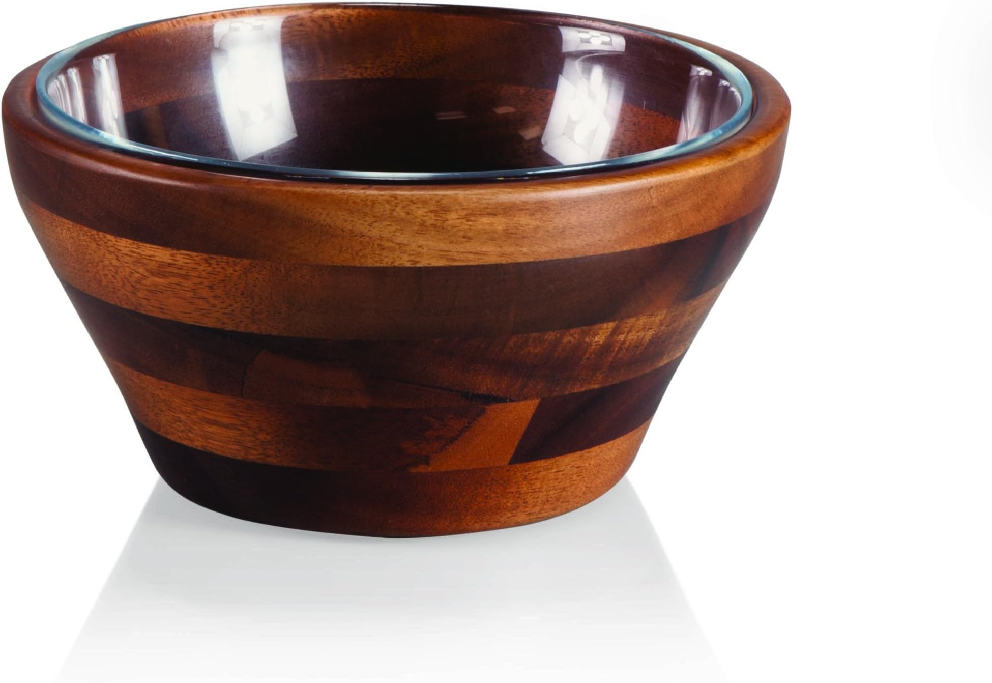 TOSCANA - a Picnic Time Brand Fabio Viviani Carovana Small Wooden Bowl with Glass Bowl Insert, 6-3/4 Inch