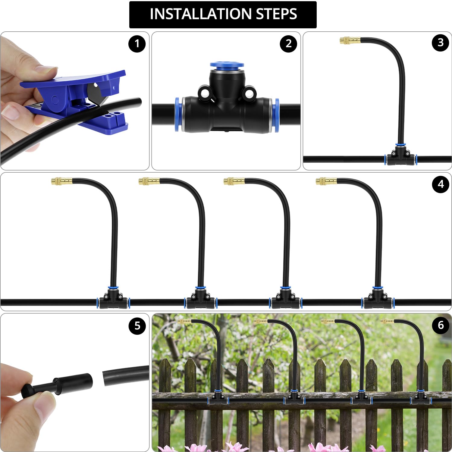 QWORK Sistema di irrigazione a goccia, kit di irrigazione a goccia automatico, sistema di irrigazione a goccia regolabile da giardino