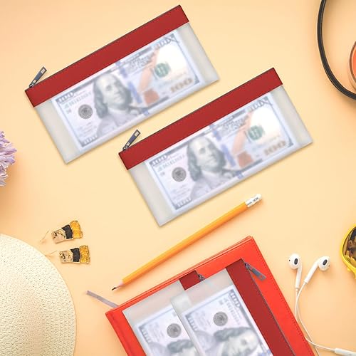 Vista 73 de 4 bolsas de dinero con cremallera, sobres de efectivo, bolsa de dinero de 7.6 x 3.7 pulgadas, bolsas de depósito bancario transparentes, bolsa Blanco
