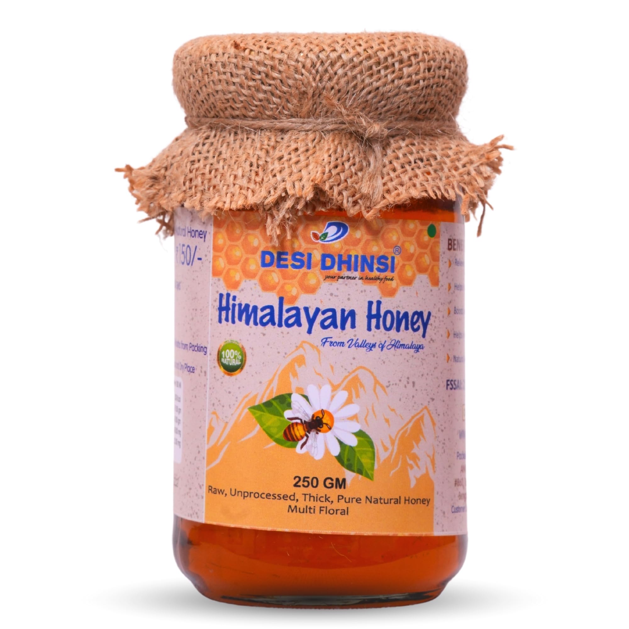 Natural & Organic Himalayan Honey Single Origin Unblended Pure Indian Honey From the Valleys of Himalayas With No Added Sugar | Multifloral Honey | Raw & Unprocessed Honey - 250g