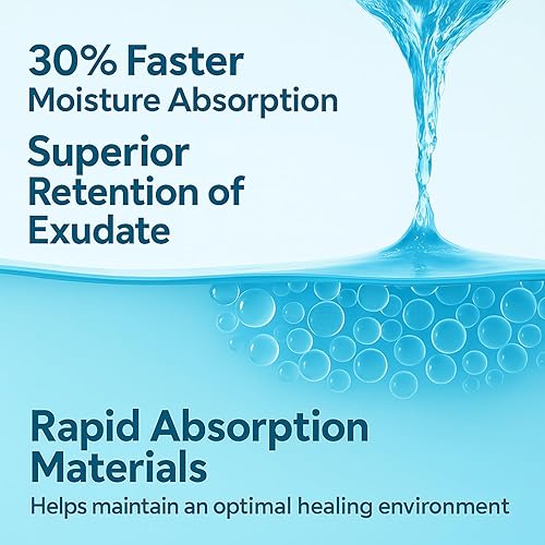 Miniatura 2 de Apósitos de espuma de silicona con borde de 4 x 4 pulgadas, paquete de 10 envueltos individualmente, adhesivos, impermeables, transpirables,