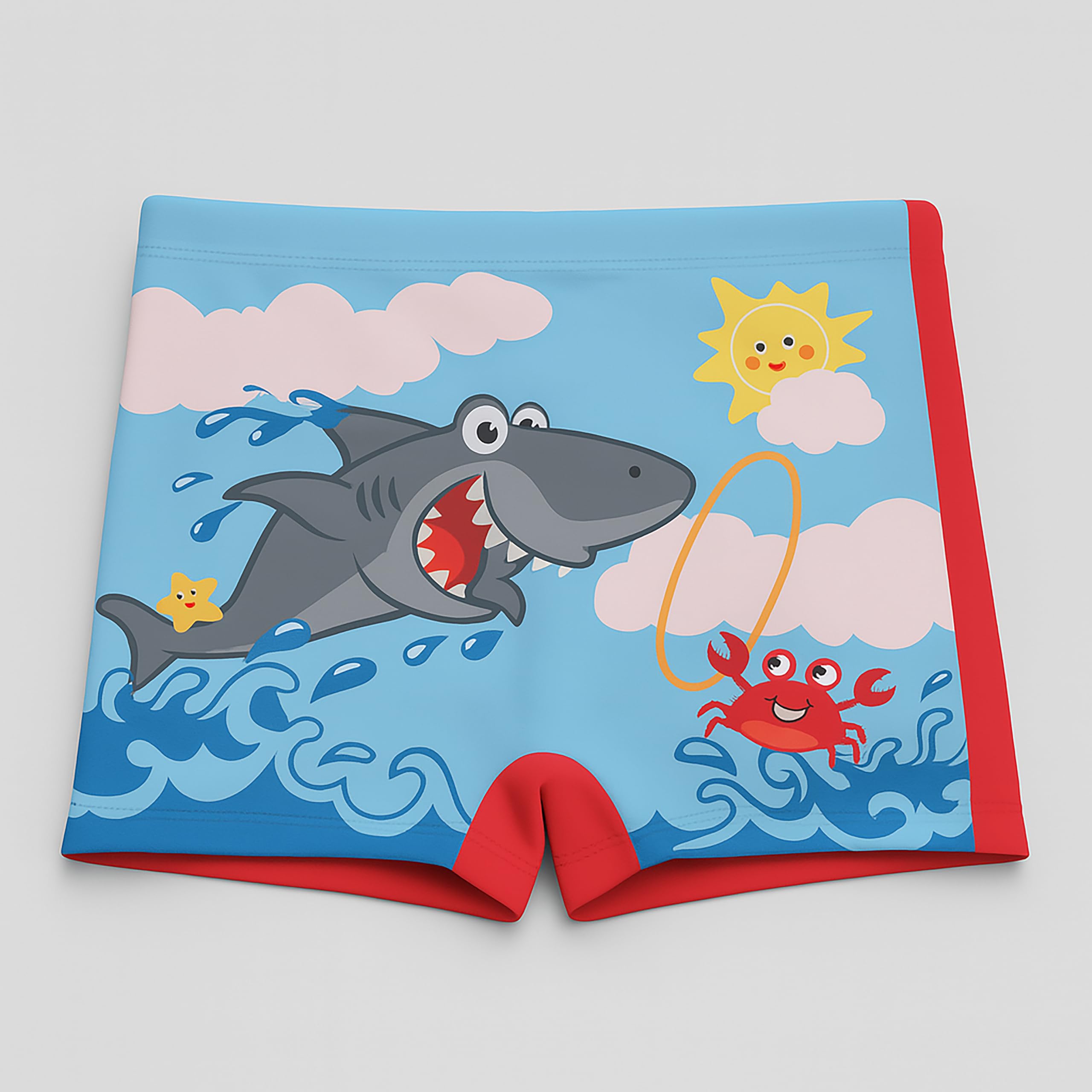 Morex Kids Swim Shorts with Dinosaur & Shark Print | Quick Dry, Stretch Swim Trunks for Toddlers & Big Kids (Ages 3-4) | Swimming Costume for Pool Parties, Beach & Swimming Activities-Multicolor-2 2